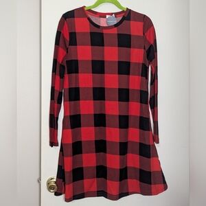 Red and Black Plaid Dress With Pockets